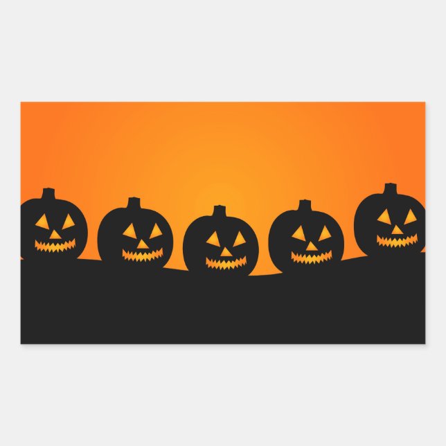 Niedlich Happy Halloween Kürbislaterne Rechteckiger Aufkleber (Vorderseite)
