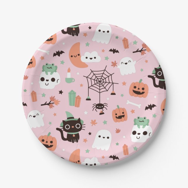 Niedlich Happy Halloween Muster Party PinkPaper Pl Pappteller (Vorderseite)