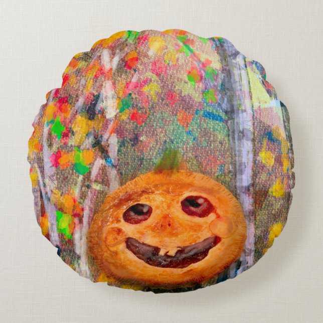 Niedlich Happy Halloween Pumpkin Face Rundes Kissen (Vorderseite)