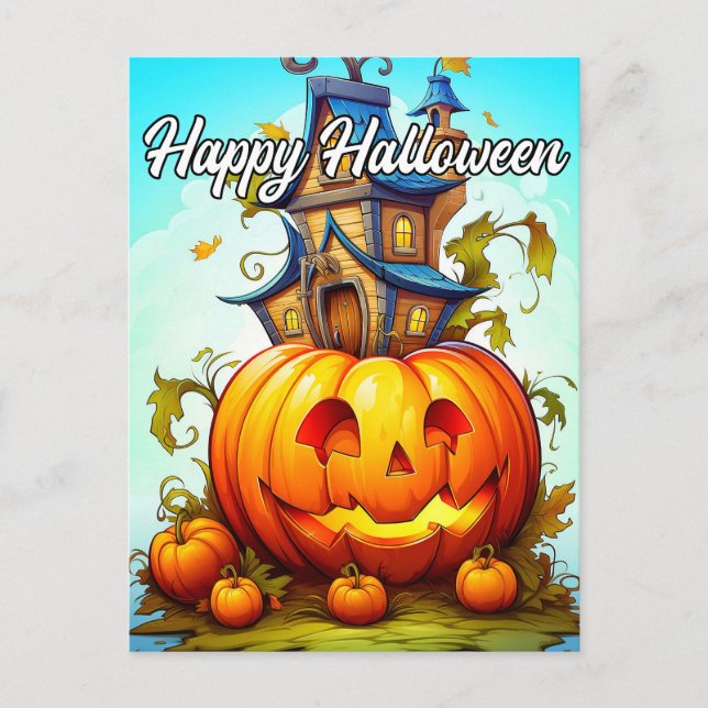 Niedlich Happy Halloween Pumpkin Postkarte (Vorderseite)