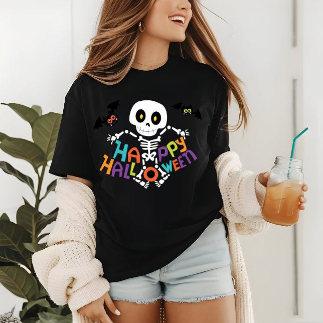 Niedlich Happy Halloween Skeleton Tri-Blend Shirt (Von Creator hochgeladen)