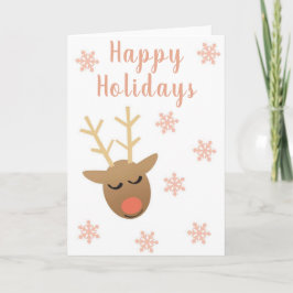Niedlich Happy Holidays Rentier Pink Gold Karte