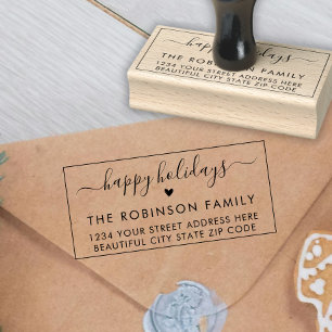 Niedlich Happy Holidays Script Rücksendeadresse Gummistempel
