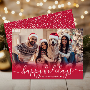 Niedlich Happy Holidays Snowflake Rotes Foto Weihn Feiertagskarte