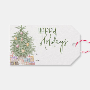 Niedlich Happy Holidays Weihnachtsbaum Geschenkanhänger