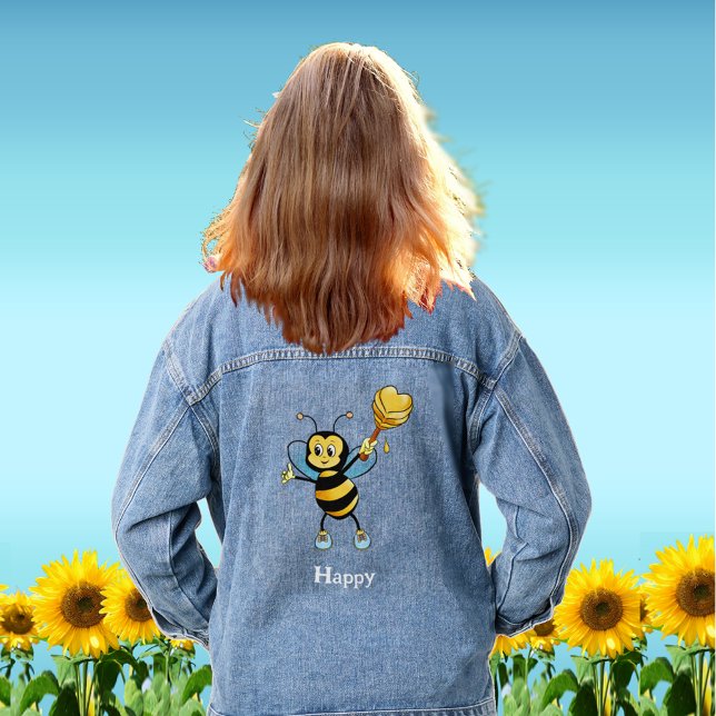 Niedlich Happy Honey Bee Cartoon Jeansjacke (Von Creator hochgeladen)