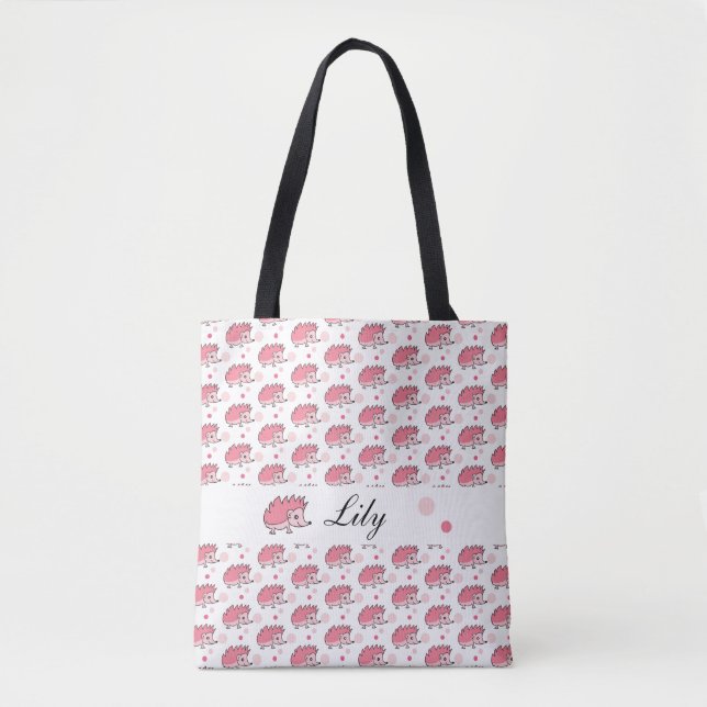 Niedlich Happy Igel Muster Rosa Weiß Tasche (Vorderseite)