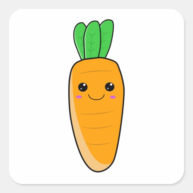 Niedlich Happy Kawaii Carrot Quadratischer Aufkleber (Vorderseite)