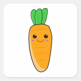 Niedlich Happy Kawaii Carrot Quadratischer Aufkleber