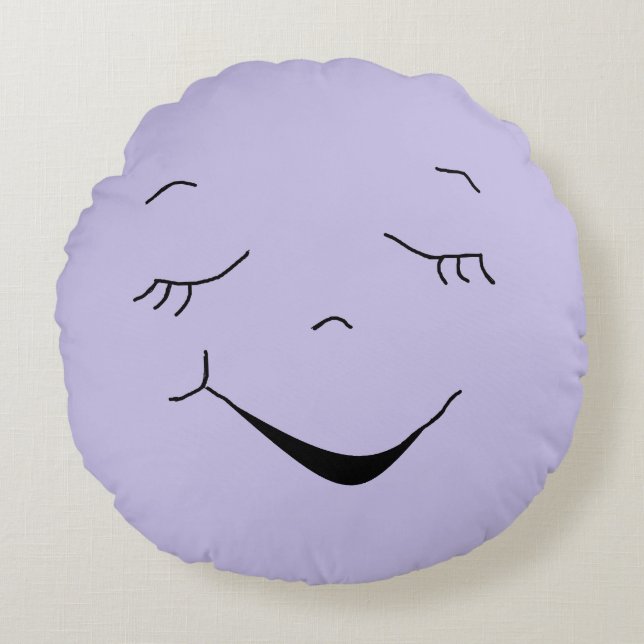 Niedlich Happy Lila Alberne Gesichtspilze Rundes Kissen (Vorderseite)