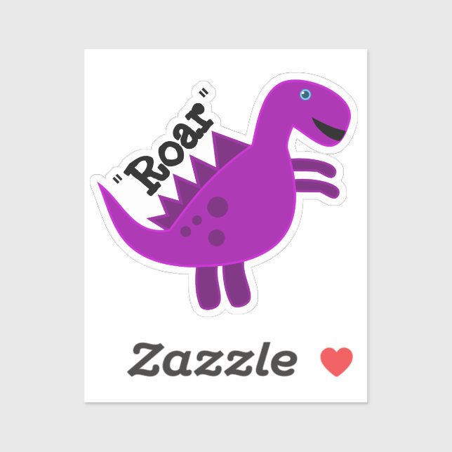 Niedlich Happy Lila Dinosaur Roar Aufkleber (Blatt)