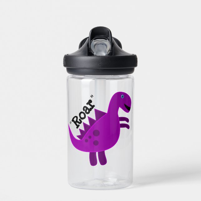 Niedlich Happy Lila Dinosaur Trinkflasche (Vorne)