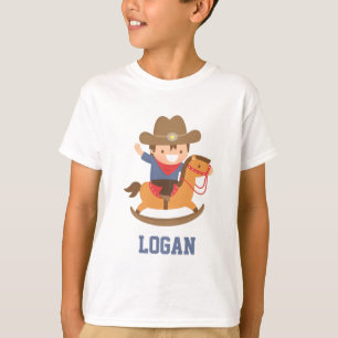 Niedlich Happy Little Cowboy on Rocking Horse T-Shirt