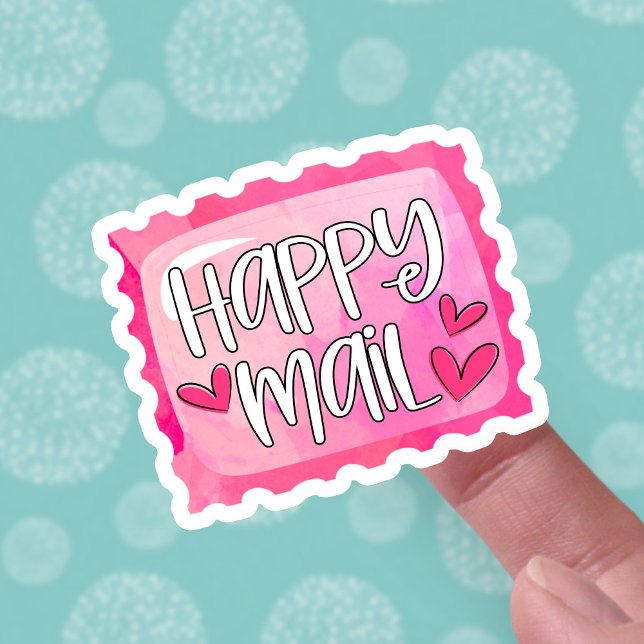 Niedlich Happy Mail Pink Porto Briefmarke Business Aufkleber (Von Creator hochgeladen)