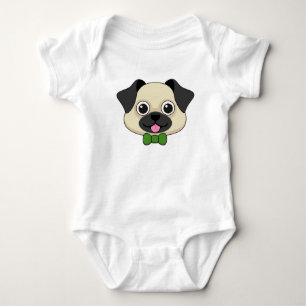 Niedlich Happy Mops Dog mit Papillon Baby Strampler