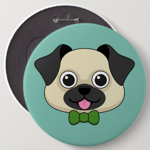 Niedlich Happy Mops Dog mit Papillon Button