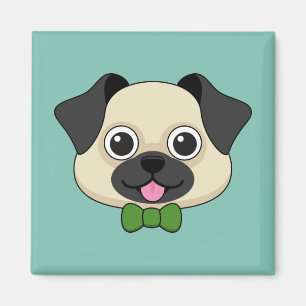 Niedlich Happy Mops Dog mit Papillon Magnet