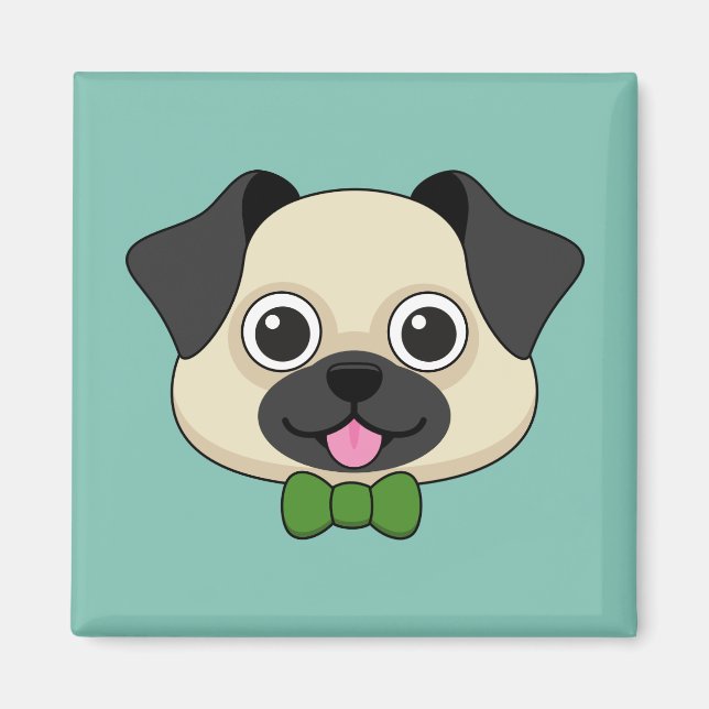 Niedlich Happy Mops Dog mit Papillon Magnet (Vorne)