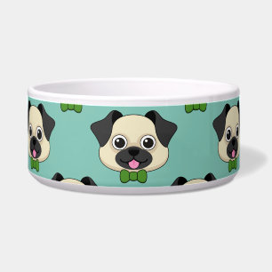 Niedlich Happy Mops Dog mit Papillon Napf