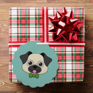 Niedlich Happy Mops Dog mit Papillon Ornament Karte