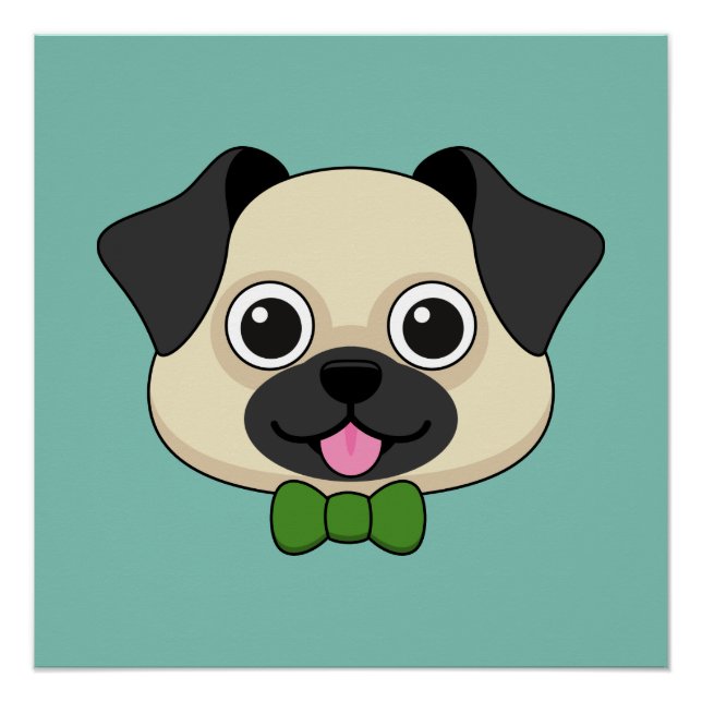 Niedlich Happy Mops Dog mit Papillon Poster (Vorderseite)