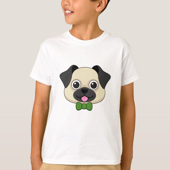 Niedlich Happy Mops Dog mit Papillon T-Shirt (Vorderseite)