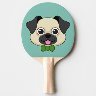 Niedlich Happy Mops Dog mit Papillon Tischtennis Schläger