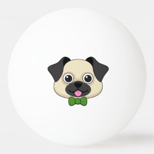 Niedlich Happy Mops Dog mit Papillon Tischtennisball