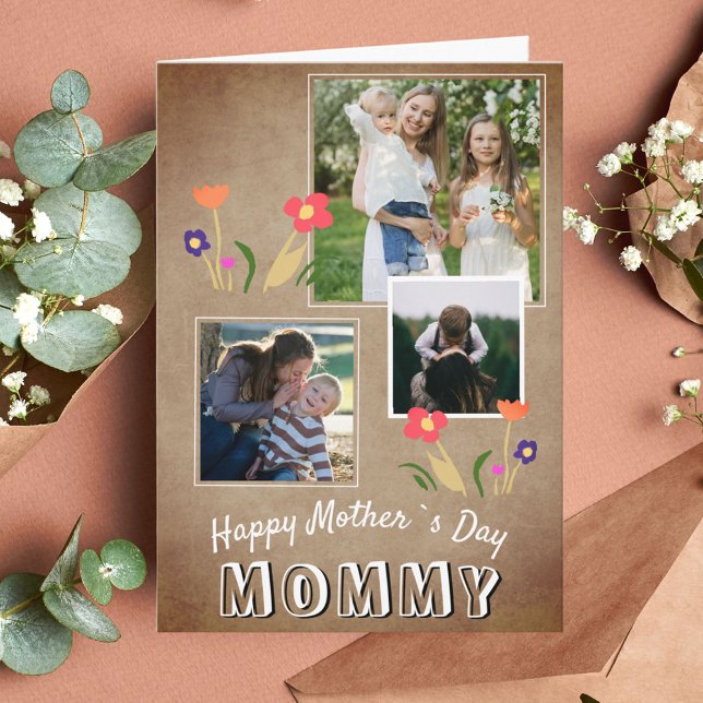 Niedlich Happy Mother`s Day Blume 3 Foto Karte (Von Creator hochgeladen)