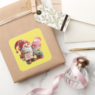 Niedlich Happy Mother's Day gnome Quadratischer Aufkleber