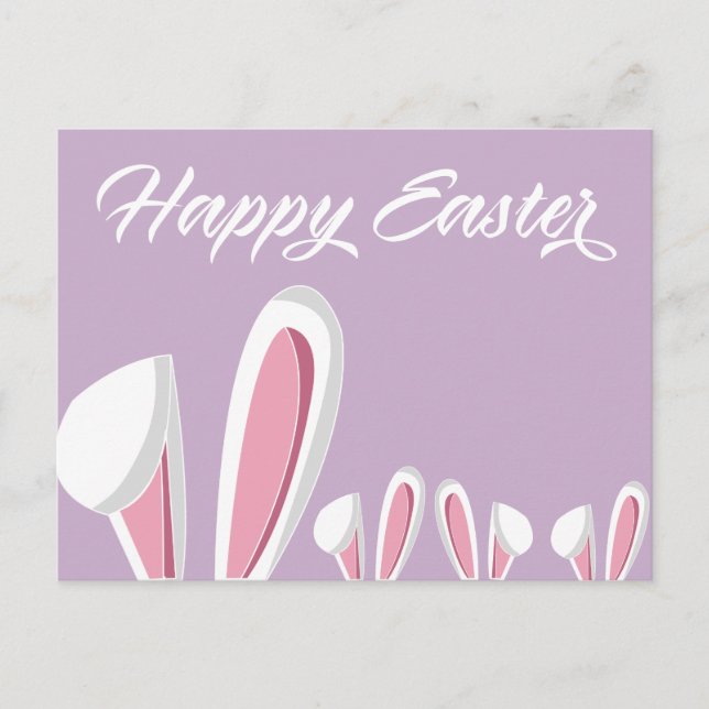 Niedlich Happy Oaster Bunny Ears Modern Postkarte (Vorderseite)