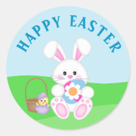 Niedlich Happy Oaster Bunny Ostereier Runder Aufkleber