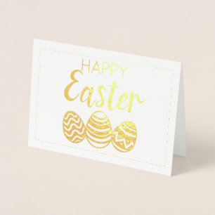 Niedlich Happy Oaster Eggs Einfach Weißes Gold Folienkarte