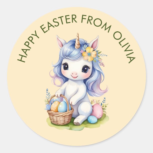 Niedlich Happy Oaster individuell anpassbare Einho Runder Aufkleber (Vorderseite)