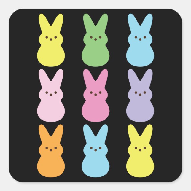 Niedlich Happy Oaster Marshmallow Bunnies Kinder Quadratischer Aufkleber (Vorderseite)