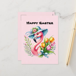 Niedlich Happy Oaster pink Flamingo hinzufügen Mel Feiertagspostkarte