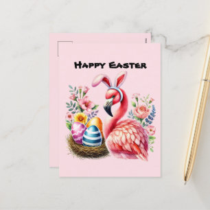 Niedlich Happy Oaster pink Flamingo hinzufügen Mel Feiertagspostkarte