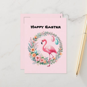 Niedlich Happy Oaster pink Flamingo hinzufügen Nac Feiertagspostkarte