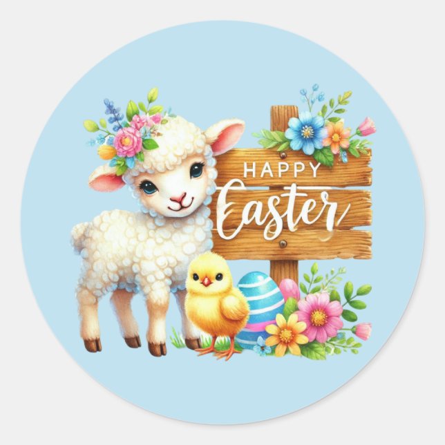 Niedlich Happy Oaster Runder Aufkleber (Vorderseite)