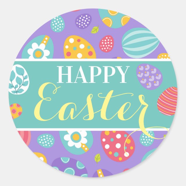 Niedlich Happy Oaster Runder Aufkleber (Vorderseite)