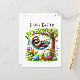 Niedlich Happy Oaster Sloth-Nachricht Feiertagspostkarte