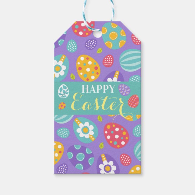 Niedlich Happy Oaster Square Sticker Geschenkanhänger (Vorderseite)