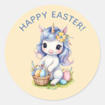 Niedlich Happy Oaster Unicorn Aufkleber