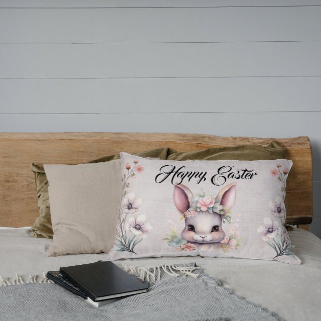 Niedlich Happy Oaster Watercolor Bunny Lendenkissen (Von Creator hochgeladen)