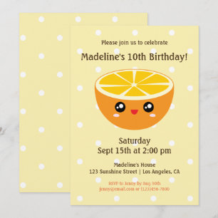 Niedlich Happy Orange Kindergeburtstag Party Einla Einladung