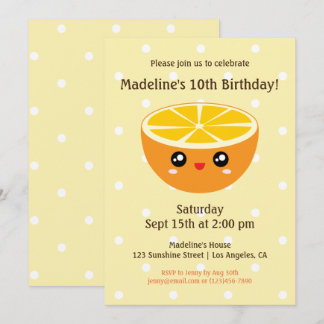 Niedlich Happy Orange Kindergeburtstag Party Einla Einladung