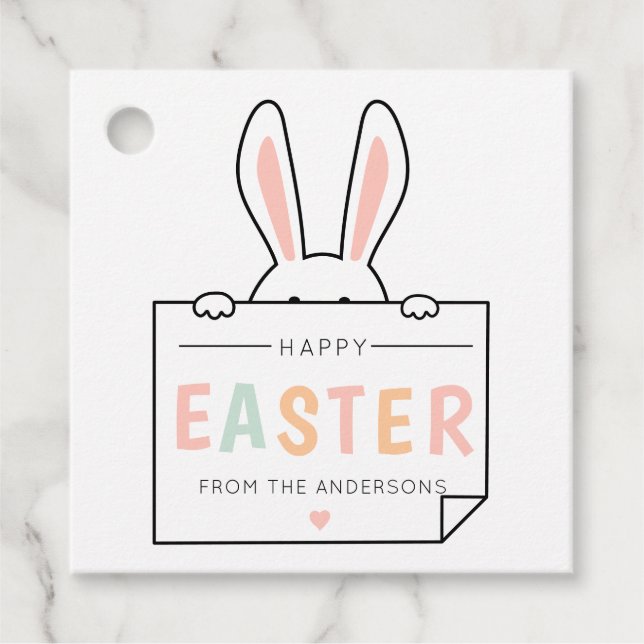Niedlich Happy Oster Bunny Oars Osterkorb Geschenkanhänger (Vorderseite)