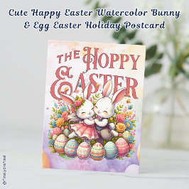 Niedlich Happy Ostergebirge Bunny & Egg Ostern Feiertagspostkarte
