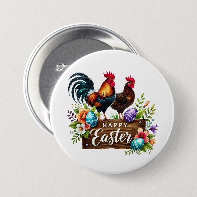 Niedlich Happy Osterhirten Button (Vorne & Hinten)