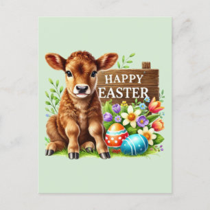 Niedlich Happy Osterkuh Feiertagspostkarte